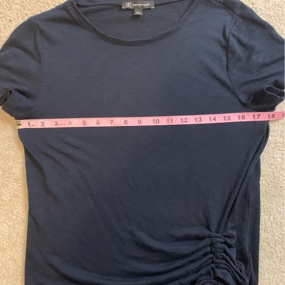 INC International Concepts Women Short Sleeve Ruched Top Size Small Navy Blue - Picture 5 of 8